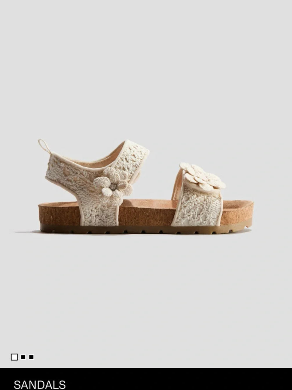 H&M Cream Crochet Flower Strap Kids Sandals